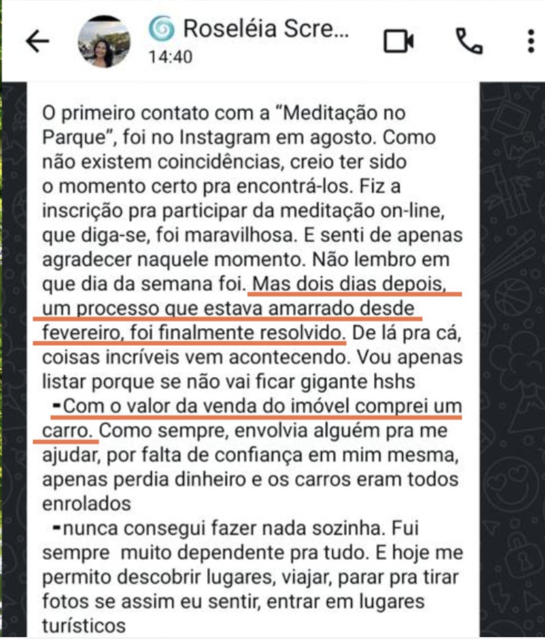 Depoimento de Roseléia no WhatsApp, parte 1